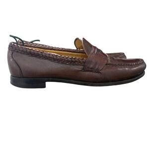 Allen Edmonds Newcastle Mens Brown Leather Weave Loafer Shoes Size 11 B